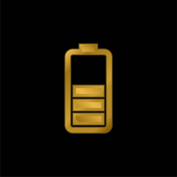 Statut de la batterie icône métallique plaqué or ou vecteur de logo - Vecteur, image