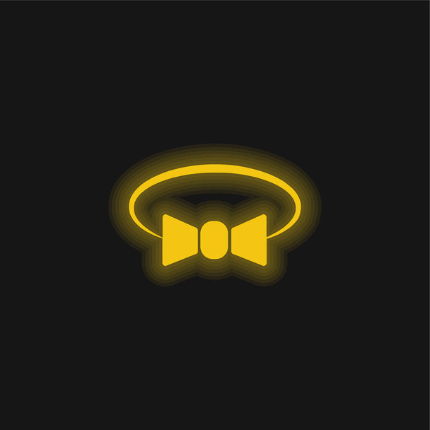 Bow Tie Variant yellow glowing neon icon - Vector, Image