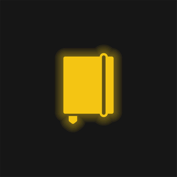 Agenda Könyvjelző sárga izzó neon ikon - Vektor, kép