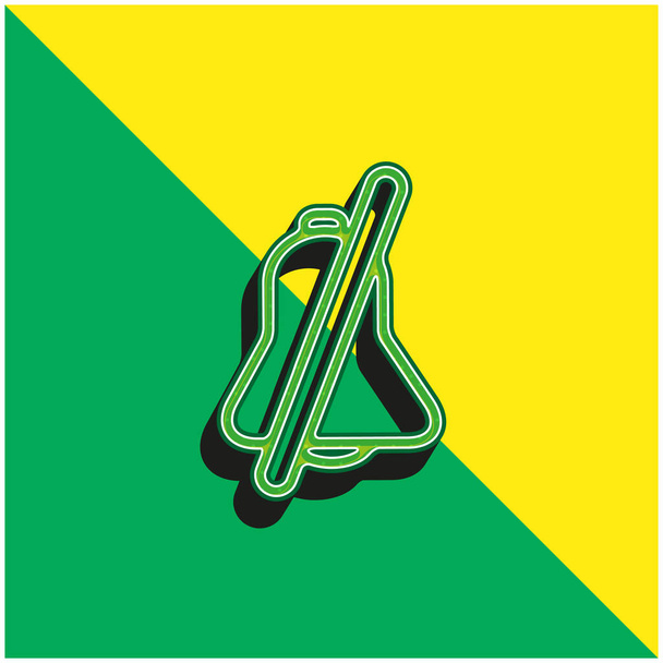 スラッシュグリーンと黄色の現代的な3Dベクトルアイコンのロゴを持つベル - ベクター画像