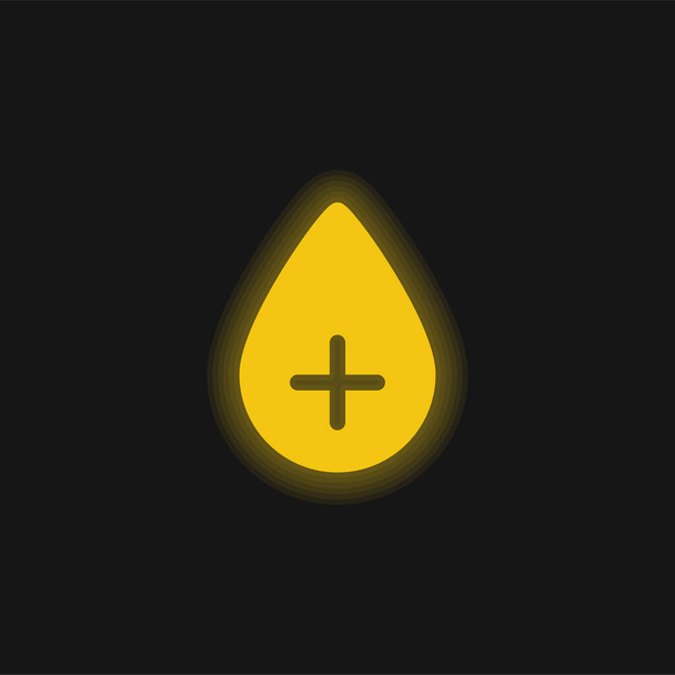 Blood Drop žlutá zářící neonová ikona - Vektor, obrázek