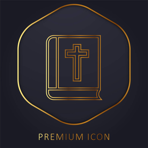 Набросок Библии золотой линии премиум логотип или значок - Вектор,изображение