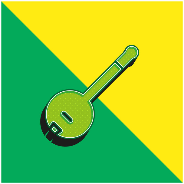 Banjo Groen en geel modern 3D vector icoon logo - Vector, afbeelding