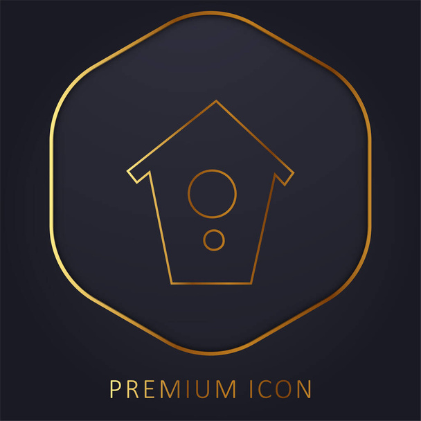 Birds House golden line premium logo or icon - Vector, Image