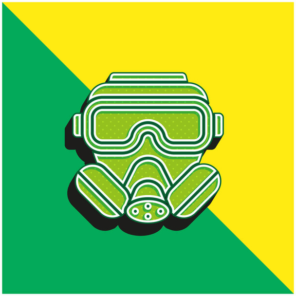 Biological Hazard Logo icona vettoriale 3D moderna verde e gialla - Vettoriali, immagini