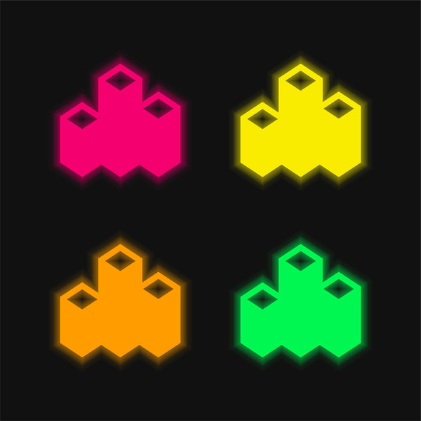 Планка Діаграма чотирьох кольорів, що світяться неоном Векторна піктограма
 - Вектор, зображення