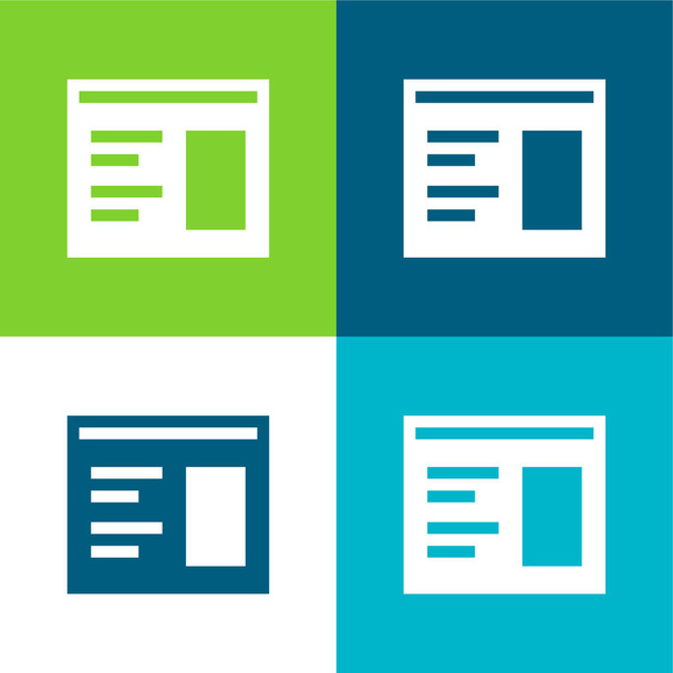 Blog Set icona minimale a quattro colori piatto - Vettoriali, immagini