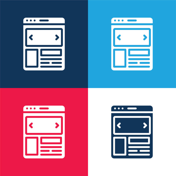 Ads blue and red four color minimal icon set - Vector, Image