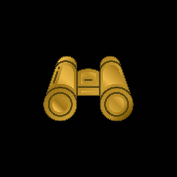 Binocular gold plated metalic icon or logo vector - Vector, Image