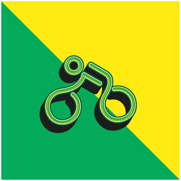 Bicicleta montada por un hombre palo verde y amarillo moderno vector 3d icono logotipo - Vector, imagen