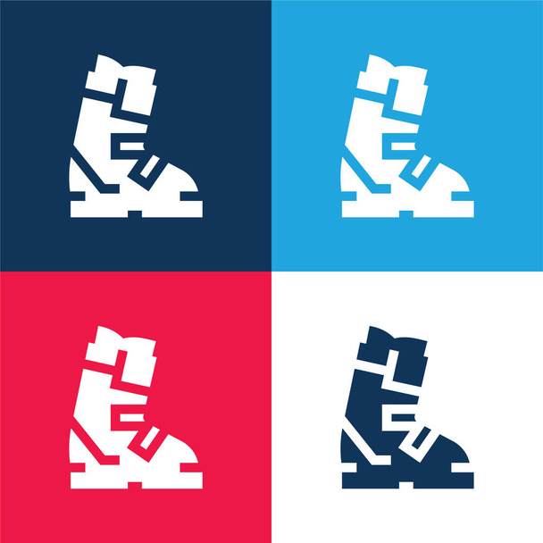 Boot sininen ja punainen nelivärinen minimaalinen kuvakesarja - Vektori, kuva