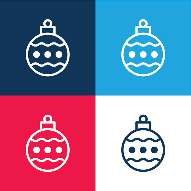 Bauble blue and red four color minimal icon set - Vector, Image