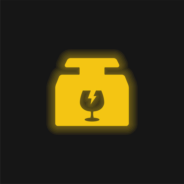 Caixa amarelo brilhante ícone de néon - Vetor, Imagem