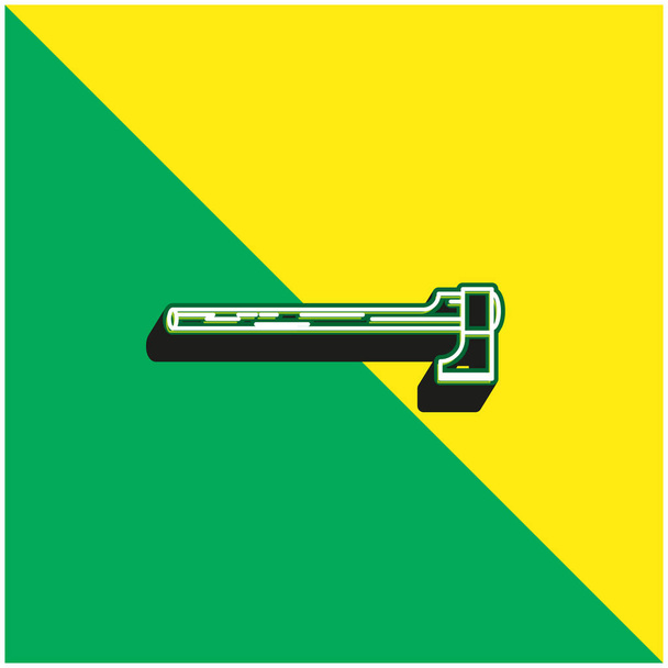 Bijl snijgereedschap in horizontale positie Groen en geel modern 3D vector icoon logo - Vector, afbeelding