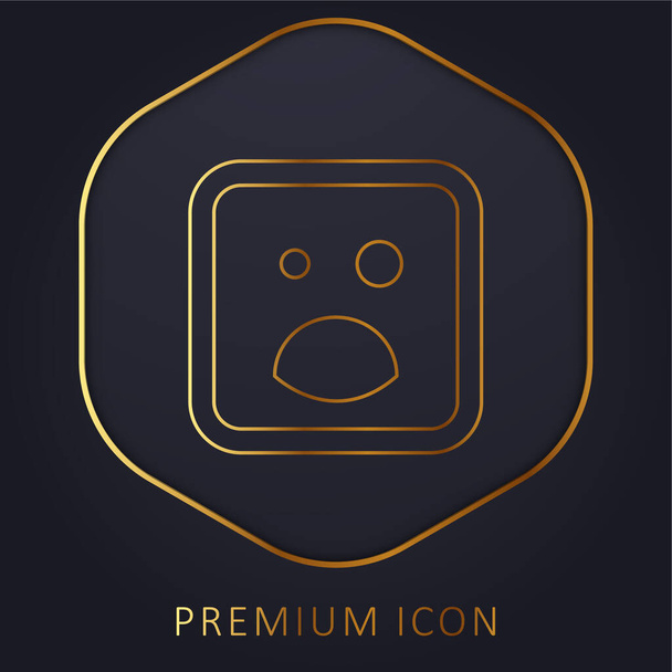 Black Eye And Opened Mouth Emoticon Square Face golden line premium logo or icon - Vector, Image