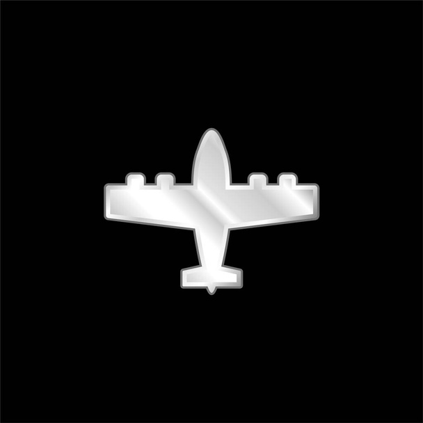 Bombardero plateado icono metálico - Vector, imagen