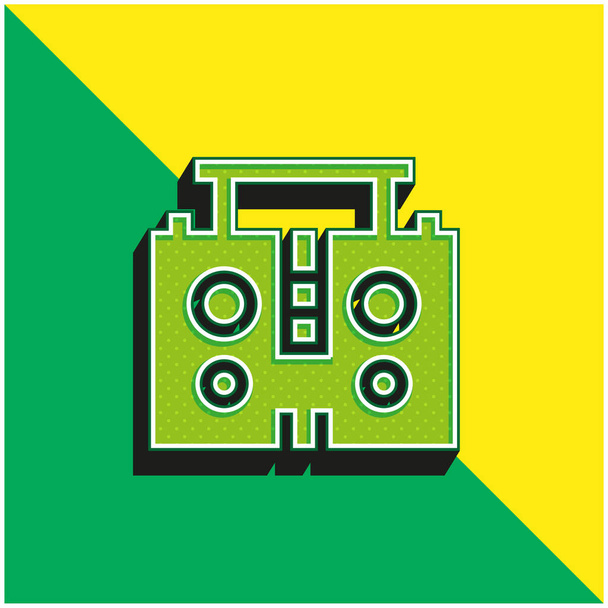 Boombox Logo vectoriel 3D moderne vert et jaune - Vecteur, image