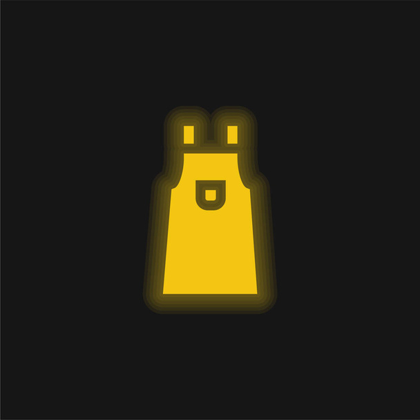Apron geel gloeiende neon pictogram - Vector, afbeelding
