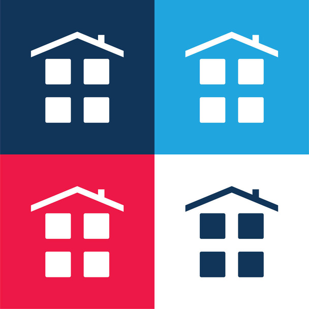 Applications blue and red four color minimal icon set - Vector, Image