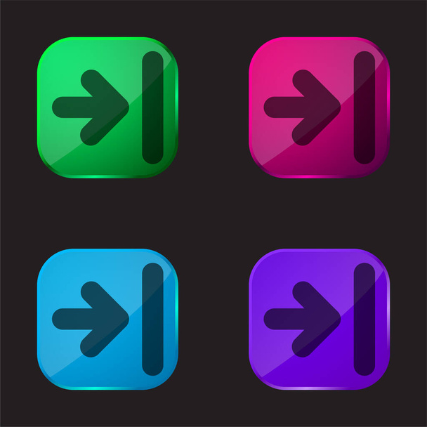 Arrow To Last Track four color glass button icon - Vector, Image