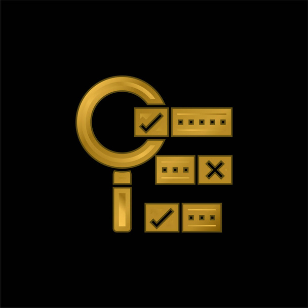 Boolean Search gold plated metalic icon or logo vector - Vector, Image