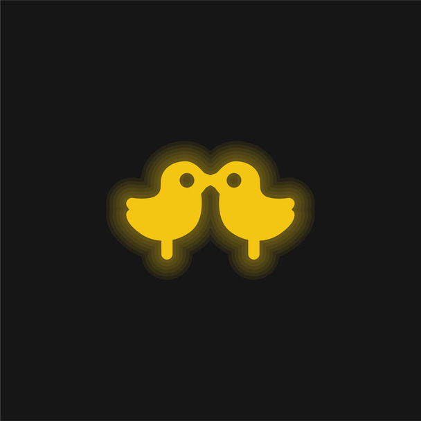 Parlayan sarı neon ikon kuşlar - Vektör, Görsel