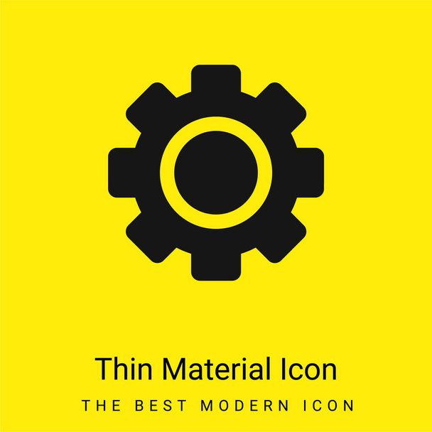 Gran engranaje mínimo icono de material amarillo brillante - Vector, Imagen