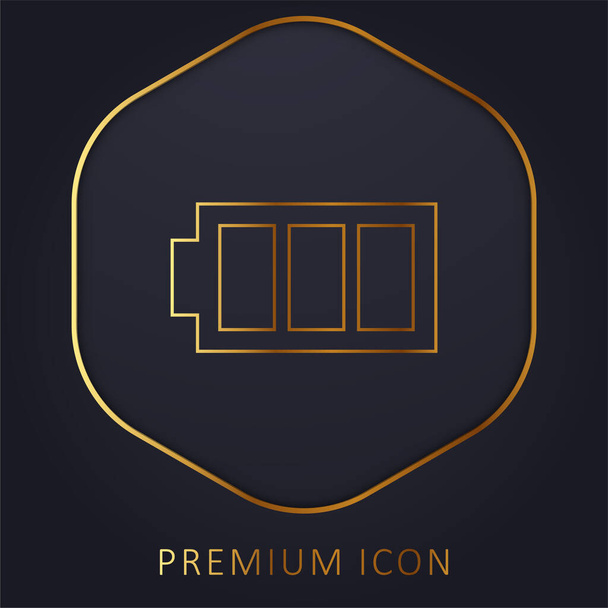 Battery Image With Three Areas golden line premium logo or icon - Vector, Image