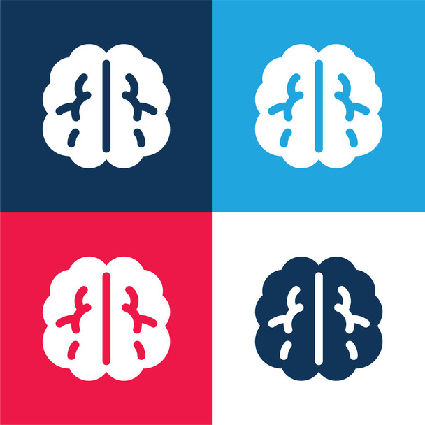 Brain blue and red four color minimal icon set - Vector, Image