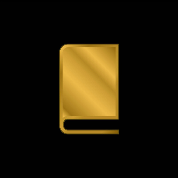 Libro cerrado con cubierta negra chapado en oro icono metálico o logo vector - Vector, Imagen