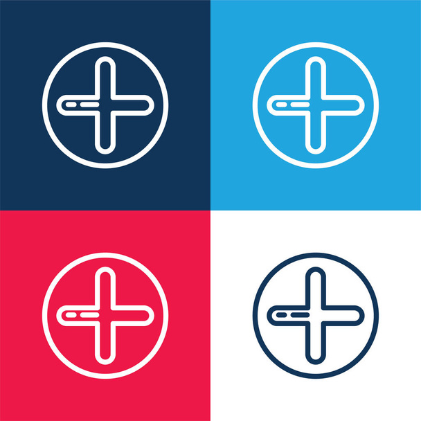 Добавить синий и красный четыре цвета минимальный набор значков - Вектор,изображение
