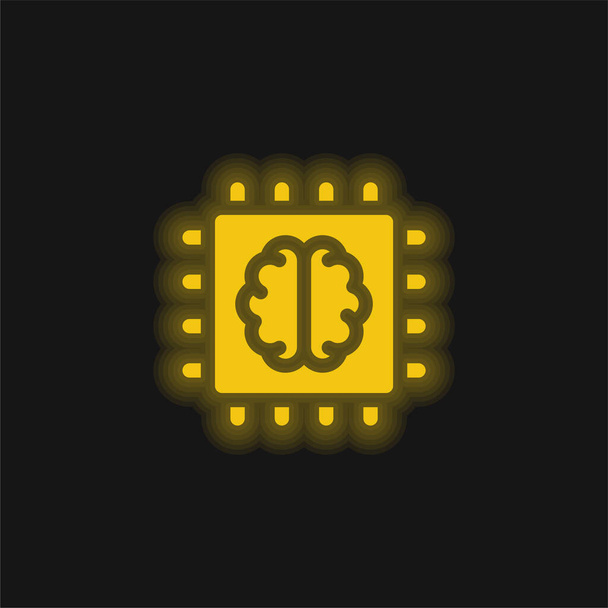 Kunstmatige Intelligentie geel gloeiende neon pictogram - Vector, afbeelding