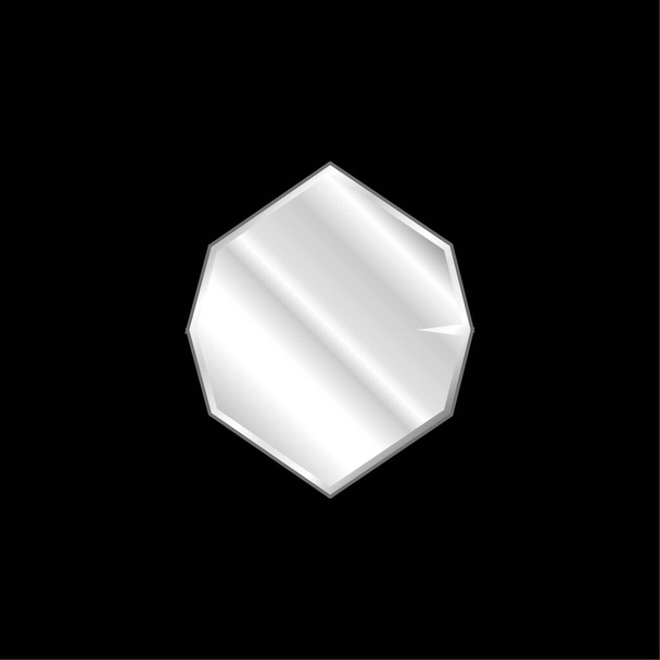 Octágono Negro Forma plateado icono metálico - Vector, Imagen