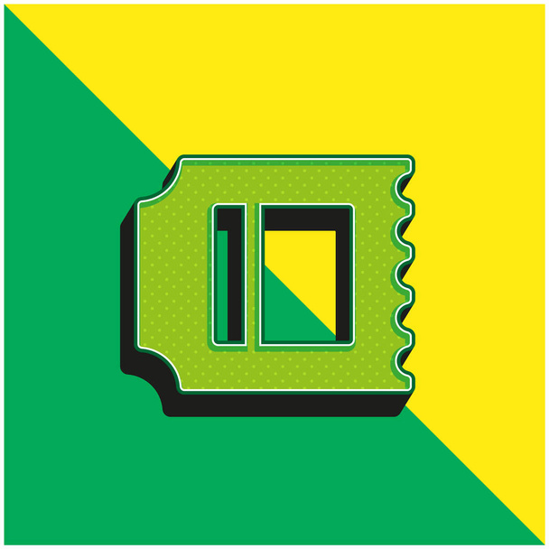 American Football Game Ticket Verde y amarillo moderno vector 3d icono del logotipo - Vector, Imagen