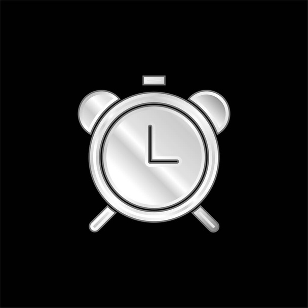 Reloj despertador plateado icono metálico - Vector, Imagen