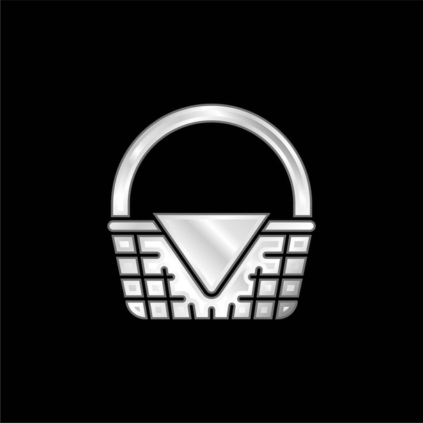Košík postříbřená kovová ikona - Vektor, obrázek