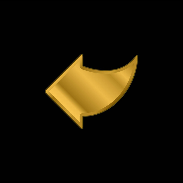 Flecha izquierda negra chapado en oro icono metálico o logo vector - Vector, imagen