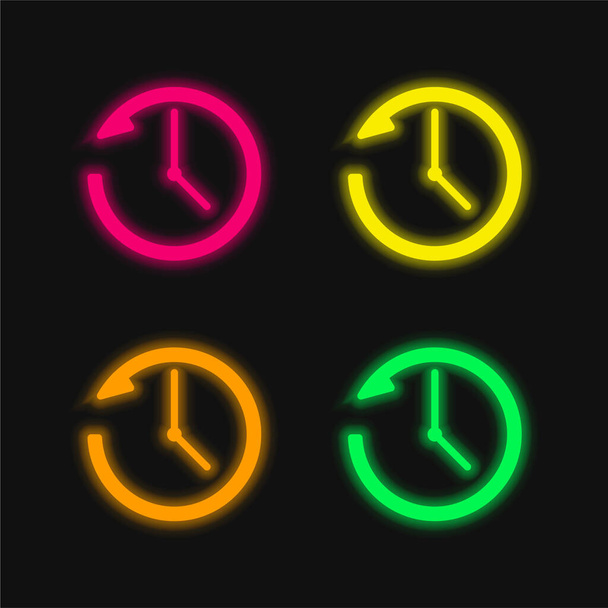Proti směru hodinových ručiček čtyři barvy zářící neonový vektor ikona - Vektor, obrázek