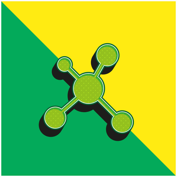 原子緑と黄色の現代的な3Dベクトルのアイコンのロゴ - ベクター画像