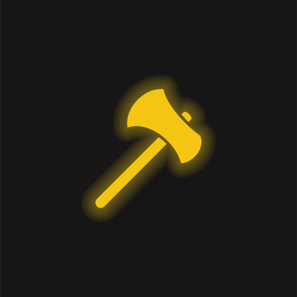 Ferramenta Axe Esboço amarelo brilhante ícone de néon - Vetor, Imagem