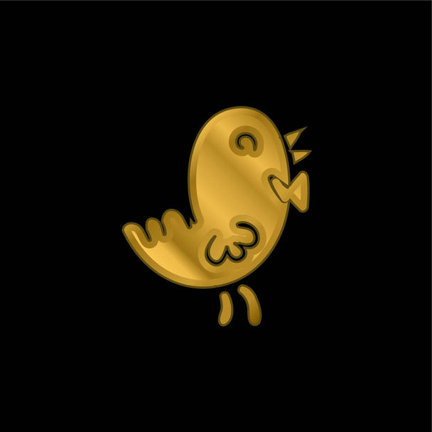 Bird gold plated metalic icon or logo vector - Vector, Image