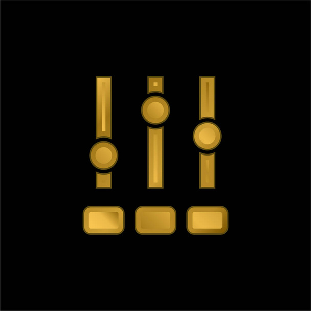 Altın kaplamalı metalik simge veya logo vektörünü ayarla - Vektör, Görsel