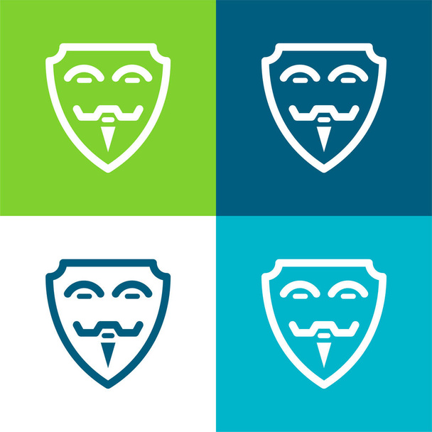 Anonyme Ensemble d'icônes minime plat quatre couleurs - Vecteur, image