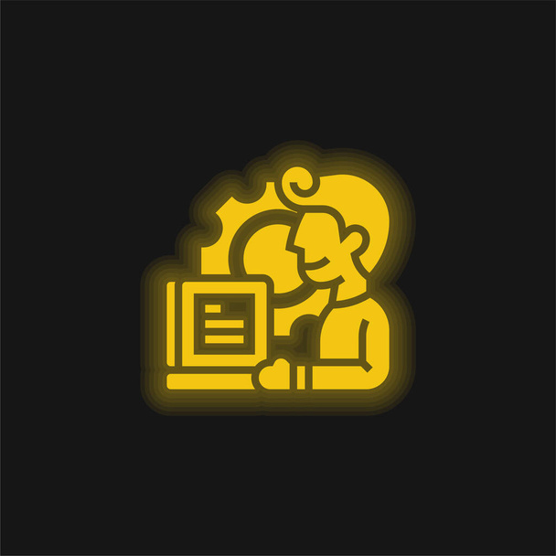 Aplicação ícone de néon brilhante amarelo - Vetor, Imagem