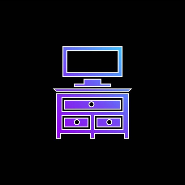 Muebles del cajón del dormitorio con el icono azul del vector del gradiente del monitor de la TV - Vector, Imagen