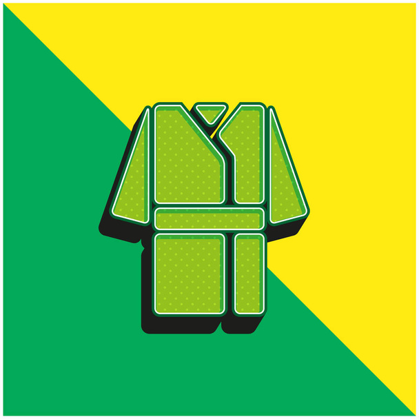 バスローブグリーンと黄色の現代的な3Dベクトルのアイコンのロゴ - ベクター画像
