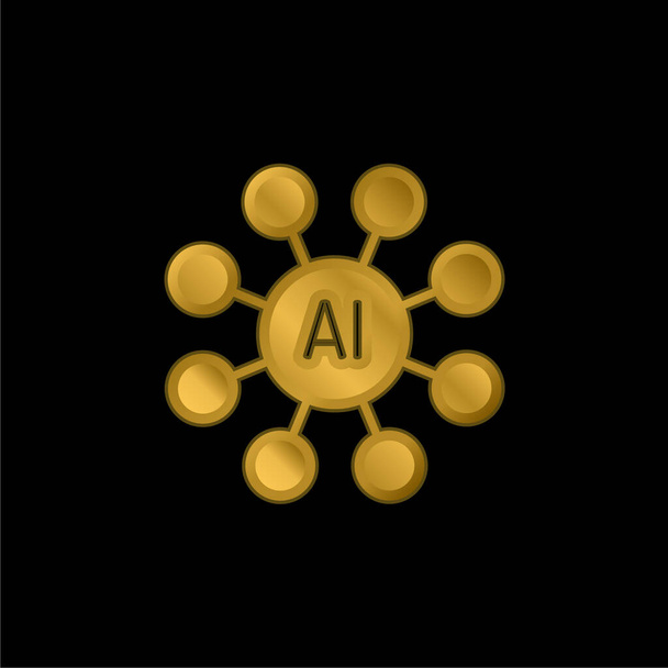 KI vergoldet metallisches Symbol oder Logo-Vektor - Vektor, Bild