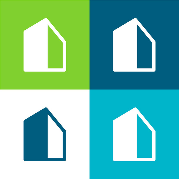 Ensemble d'icônes minimal Big Building Flat quatre couleurs - Vecteur, image