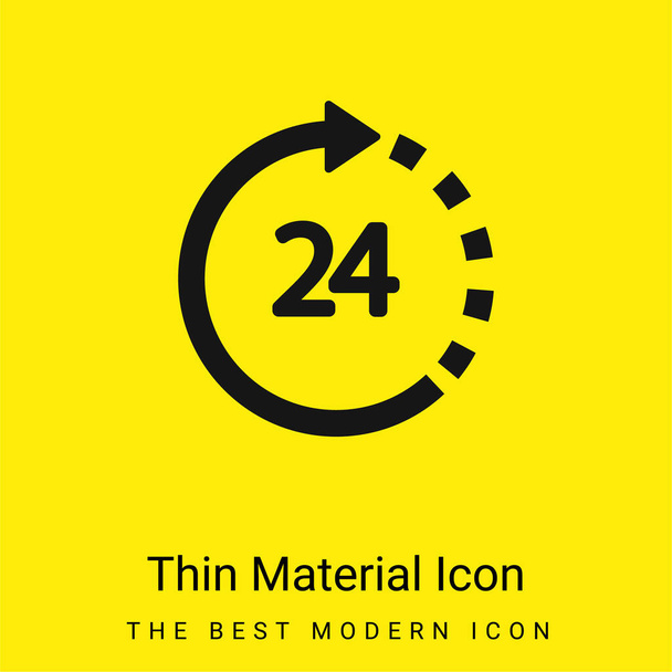 24 Horas Apoyo mínimo icono de material amarillo brillante - Vector, Imagen