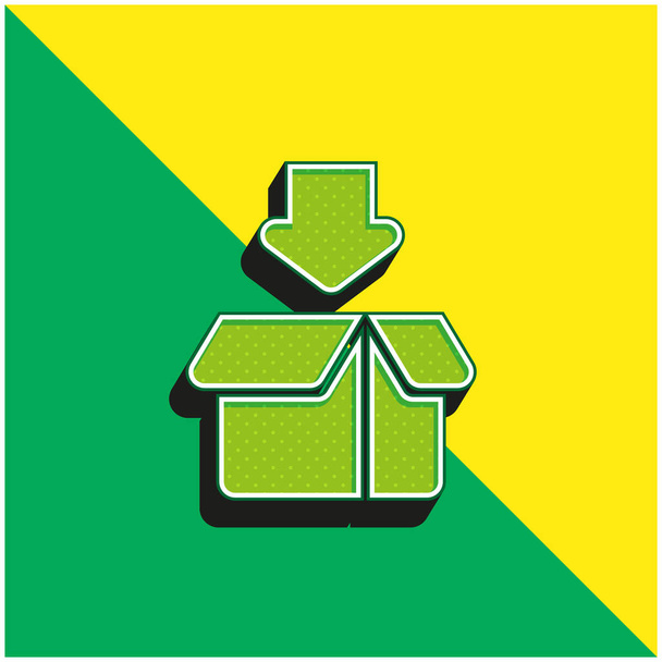 Boîte Logo vectoriel 3d moderne vert et jaune - Vecteur, image
